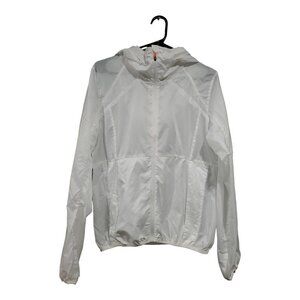 Zyia Active Womens Jacket White Size Med Ghost Trainer Packable Hood Pol…